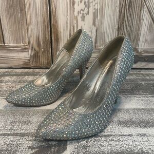Sparkling Silver Rhinestone Women's Heels Size 10